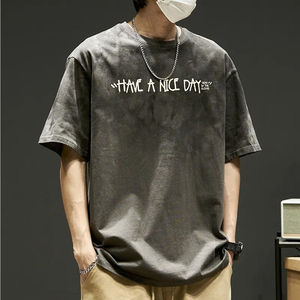 เสื้อยืดพิมพ์ลายพัฟฟ์ทรงโอเวอร์ไซส์สำหรับผู้ชาย ผ้าคอตตอนหนานุ่ม แขนสั้น ระบายอากาศได้ดี ไซส์พลัส  รับสกรีนโลโก้ได้ - Product Image 4