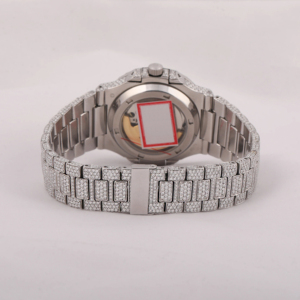 Montre mécanique de luxe pour homme en acier inoxydable de haute qualité avec cristal saphir et diamants, design pièce de monnaie, détail couronne, classique - Product Image 5