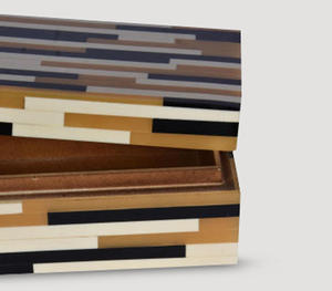 Caja Decorativa de Madera de Lujo Hecha a Mano con un Moderno Patrón de Incrustaciones de Mosaico de Ladrillos Multicolores, Rectangular, para Guardar Joyas - Product Image 2