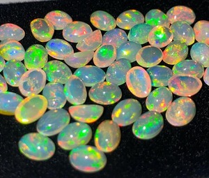Ethiopian Welo <b>Fire</b> Opal AA Loose Cabochon <b>7</b> X 5 mm Oval Gemstone Wholesale Lot Box Genuine Natural White Mehrajudin Gems Third - Product Image 3