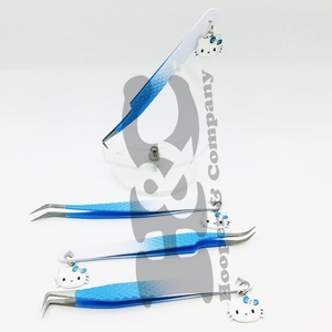 Profesional Ombre sostenible Hello Kitty pinzas para pestañas agujero de corazón inferior pinzas de punta afilada encanto Hello Kitty diseño visón - Product Image 4