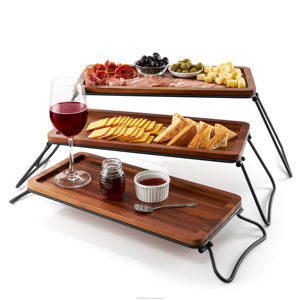 Bandeja de servicio de 3 niveles de madera de acacia, soporte para cupcakes y Plato decorativo para exhibición de buffet de postres para fiestas - Product Image 1
