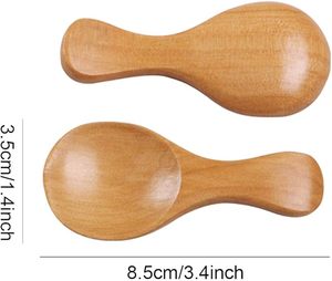 Mini cuchara de madera de haya reutilizable ecológica, cuchara de azúcar de té de madera maciza, cubiertos de alimentación para bebés, cuchara de madera pequeña para bodas - Product Image 4