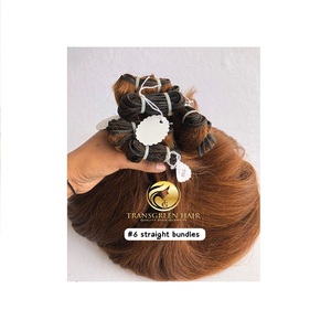 <b>Top</b> Best Quality 22'' #6Color Straight Wholesale's Bundle's Raw Indian Temple Direct From India Machine Double Weft Human Hair's - Product Image 1