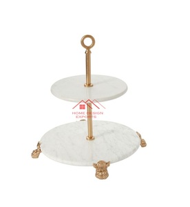 Golden Finioshed Marble Cup Cake Display Stand para Home Hotel y Restaurents Decor Use Marble Cake Stand - Product Image 4