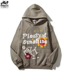 Top qualité pas cher prix Offre Spéciale bouffée impression sweats à capuche basiques coton mélangé coupe ample tenue décontracté hommes bouffée impression sweats à capuche hommes - Product Image 2