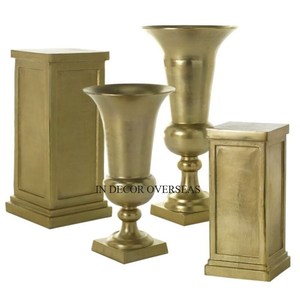 Noir Couleur Poudre Enduit Attrayant Look Fantaisie Designer Haute Qualité Standard En Métal Table De Mariage Pièce Maîtresse Trompette Vase - Product Image 2