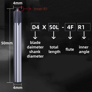 Graphite Internal R Angle <strong>PCD</strong> Diamond Coated Milling Cutter HRC75 Graphite Inner R <strong>End</strong> <strong>Mill</strong> for Carbon Fiber Composites - Product Image 3
