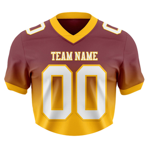 Maillot de football à manches courtes col en V en polyester maillot de football américain en maille avec numéro et nom d'équipe personnalisés - Product Image 3