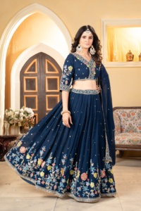 Hermosa Lehenga más tendencia con hermoso Bordado de hilo multicolor, codificación y trabajo de lentejuelas pesadas - Product Image 4