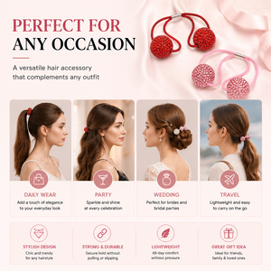 Nouvelle version coréenne : Élastiques à cheveux brillants en strass, noués, en forme de boule, pour femmes - Product Image 3