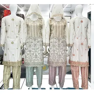 高品质批发女性定制印度厚覆盆子巴基斯坦长裤套装印度供应商提供