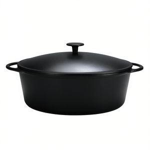 KARL KRGER Rustika Goose Roaster <b>Cast</b> Iron 7.5 L 34 Cm Matt Black with Pot Cover Oven Safe - Product Image 2