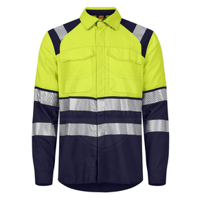 เสื้อทำงานแขนยาวผ้าฝ้าย FR สะท้อนแสง ความปลอดภัยสูง พร้อมแถบสะท้อนแสง - Product Image 1