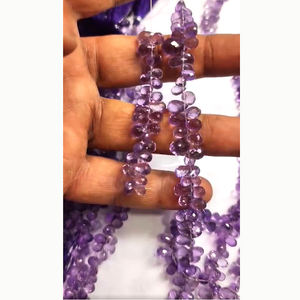 16 brins de perles à facettes goutte d'améthyste africaine naturelle 1700 Ct Lot Iroc ventes 12 pouces perles de Briolette de larme de pierres précieuses - Product Image 3