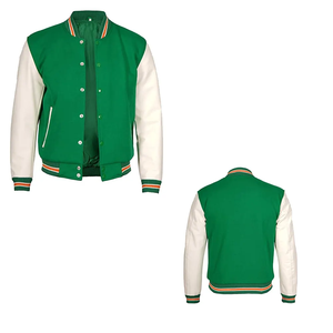 Chaqueta universitaria de béisbol con letras negras personalizadas con mangas de cuero a prueba de viento estilo callejero para hombres o mujeres - Product Image 2