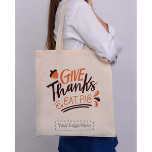 Bolsas de Algodón para el Día de Acción de Gracias - Impresas con 'Give Thanks Eat Pie' para Compras y Decoraciones Festivas - Product Image 3