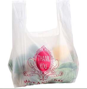 Mercancía personalizada al por mayor con logotipos, embalaje de camisetas de HDPE, bolsas de agradecimiento, impresión en huecograbado, uso de supermercado reciclable - Product Image 1