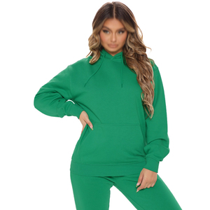 Ensemble de survêtement en molleton d'hiver pour femmes grande taille, sweat-shirt à capuche uni décontracté, logo personnalisé, ensemble de sweat-shirts à capuche en molleton 100% coton - Product Image 5