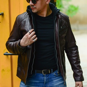 Chaqueta con capucha de cuero forrado de invierno para hombre Protección contra el frío - Product Image 4