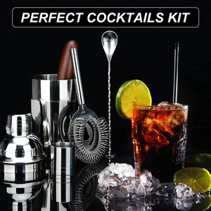 Wholesale Prices Stainless Steel Cocktail Tool Kit of 5 Set Bartender Shaker Mixing Spoons Wine <b>Pourers</b> Muddler Bar Tools - Product Image 6
