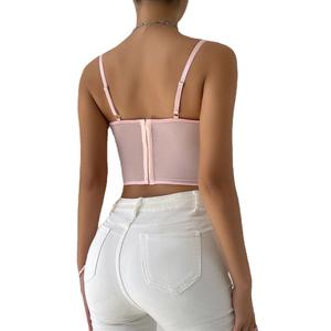 Chuangerm OEM 2025 Moda Bustier Top Mulheres Francês Sexy Malha Rendas Lingerie Fishbone Lantejoula Bordado Sling S-L Espartilho Top - Product Image 5