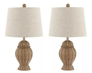 Farmhouse Style Fabric Lamp Shade Customized Design Desk Lamp with Creative Weaved Beaded Design <b>LED</b> Eye-Caring <b>Lighting</b> - Product Image 1