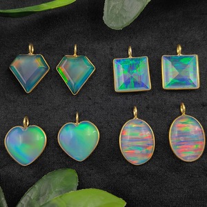 จี้โอปอลสีเขียวรูปหัวใจชุบทอง925เงินแฮนด์เมดตั้งค่าหนามเตยโอปอลสำหรับเป็นของขวัญขายส่งเครื่องประดับซัพพลายเออร์ - Product Image 6