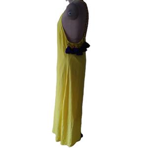 Espalda con cuentas con borlas colgantes en la cintura vestido de noche largo blanco para damas vestido largo con diseño de espalda blanca - Product Image 4