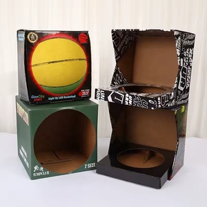 Boîte de présentation ondulée haute visibilité avec fenêtre, lot de 2, impression personnalisée pour tailles 3-7 (basketball, football, soccer) - Product Image 1