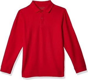 Gran camiseta Polo de manga larga de uniforme escolar más vendida, cierre de botón, tela cómoda y transpirable - Product Image 6