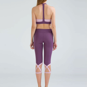 Entrenamiento de las mujeres 2 piezas Fitness Gym Set en color sólido 100% Material de alta calidad hecho mujeres Yoga Set Spandex Material OEM - Product Image 4