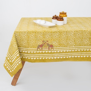 Latest Indian Dabu Striped Block Print Cotton <b>Tablecloth</b> Table Cloth for Dinning Table Beautiful Printed Dinner Table Decor - Product Image 3