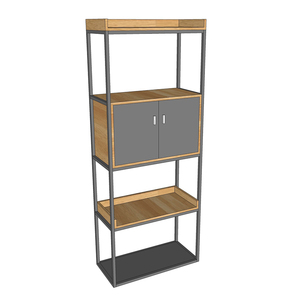 Standing Type Decorative Shelf with <b>Drawers</b> Rubber Wood and Iron Frame KS68121 for Living Room - Product Image 4