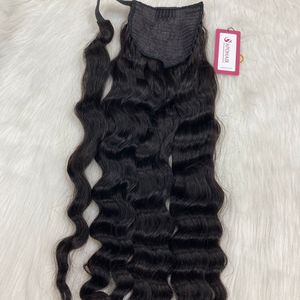 PRODUIT CHAUD brut Vietnamien Naturel Corps Ondulé Cordon Queue de Cheval Extensions de Cheveux Humains 200gr Cheveux Enrouler Autour Clip Dans Queue De Cheval - Product Image 1