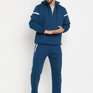 ชุดออกกำลังกายแขนยาวมีซิปสำหรับผู้ชายชุดออกกำลังกายวิ่งออกกำลังกายผ้าฝ้าย100% ระบายอากาศได้ดีดีไซน์คลาสสิกใหม่ - Product Image 3