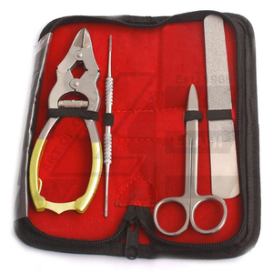 Tondeuses professionnelles en or 4 PS 16 cm en acier inoxydable massif ciseaux à ongles en porte-à-faux luxueux manucure pédicure ensemble boîte - Product Image 1