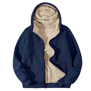 Sweat-Shirt à Capuche Thermique Surdimensionné 100% Coton avec Fermeture Éclair à Manches Longues en Polaire d'Hiver Respirant Personnalisé pour Hommes, Nouveauté - Product Image 6