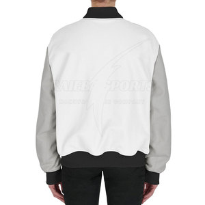 Chaqueta de lona de lana de alta calidad para hombre, estilo Letterman, manga larga, transpirable, cuello alto, cierre de cremallera, invierno, OEM, venta al por mayor, nueva colección. - Product Image 4