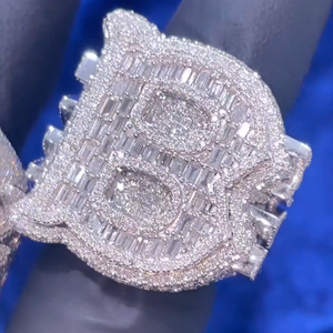 Full Iced Diamonds <b>Emerald</b> Cut Moissanite Stones Women's <b>Ring</b> 925 <b>Silver</b> Diamond <b>Rings</b> Luxury Hip Hop Jewelry Iced Jewelz - Product Image 1