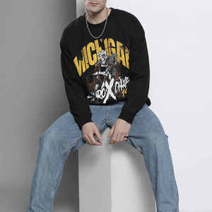 Sweat-shirt à col rond noir pour homme, imprimé cool, coupe classique, manches longues, pull décontracté, idéal pour l'automne - Product Image 4