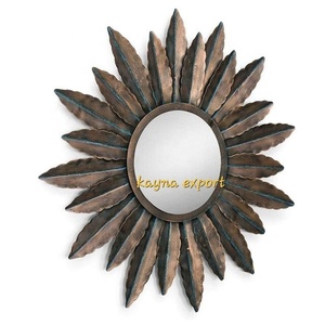 NUEVA LLEGADA MEJOR VENTA ESPEJO DE PARED DE FORMA OVALADA DECORATIVA ESPEJO DE PARED DE METAL CON ACABADO ANTIGUO - Product Image 4