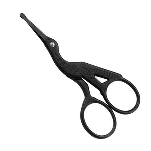 Black Vintage Stork Scissors Rounded Tip Nail Stainless Steel Grooming Scissors Eyebrow Coated Cuticle Pedicure - Product Image 1