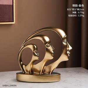 Juego de 3 estatuas de pensador de metal para decoración del hogar escultura abstracta de aluminio para oficina estudio sala de estar arte dama cara máscara Fi - Product Image 6
