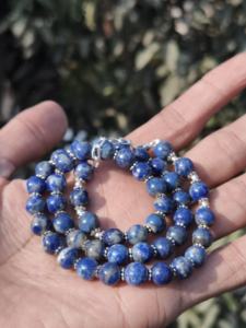 สร้อยคอหินลาพิส ลาซูลี ชุบเงินแท้ ทรงกลม ประดับด้วยพลอยธรรมชาติ คลาสสิก ยาว 17 นิ้ว - Product Image 3