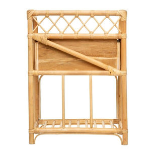 Table de chevet pliable en bambou et rotin de style minimaliste moderne Table de chevet tissée à la main artisanale unique Appartement Chambre à coucher - Product Image 4