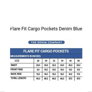 กางเกงยีนส์ทรงขาบานมีกระเป๋าคาร์โก้ สีน้ำเงินเดนิม - Product Image 6