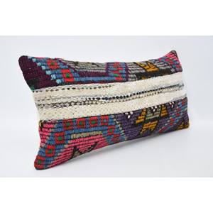 Coussin en laine à motif vintage multicolore 12x24 pouces Coussin décoratif tissé Kantha Patchwork Technique - Product Image 3