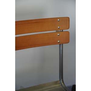 Sgabelli da Bar con struttura in metallo zincato e sedili in legno con schienale basso - Product Image 3