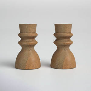 ชุดเชิงเทียนไม้2ชิ้นสีน้ำตาลพร้อมดีไซน์ทันสมัยเหมาะสำหรับการตกแต่งบ้านแสงไฟหรูหราเน้นสำหรับทุกห้อง - Product Image 1